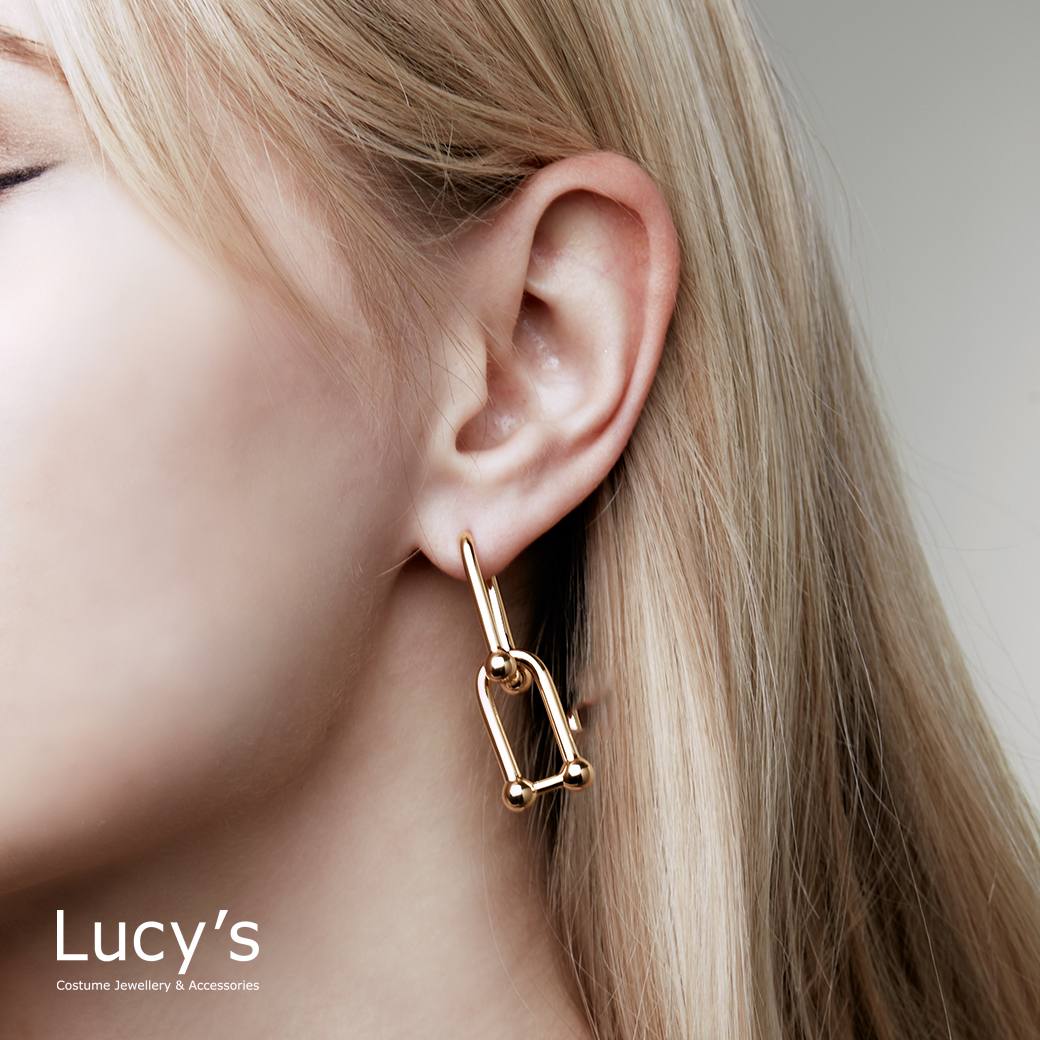 馬蹄垂墜 易扣耳環 二色 (116625/116626)