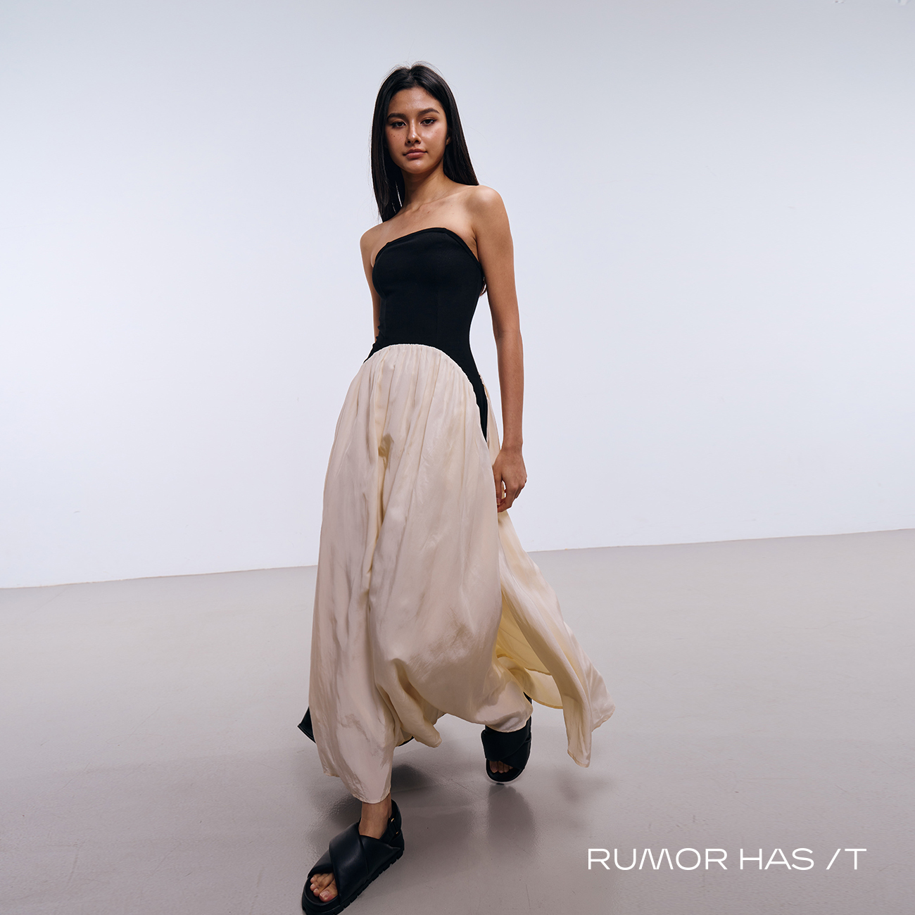 Color Clash Bandeau Dress