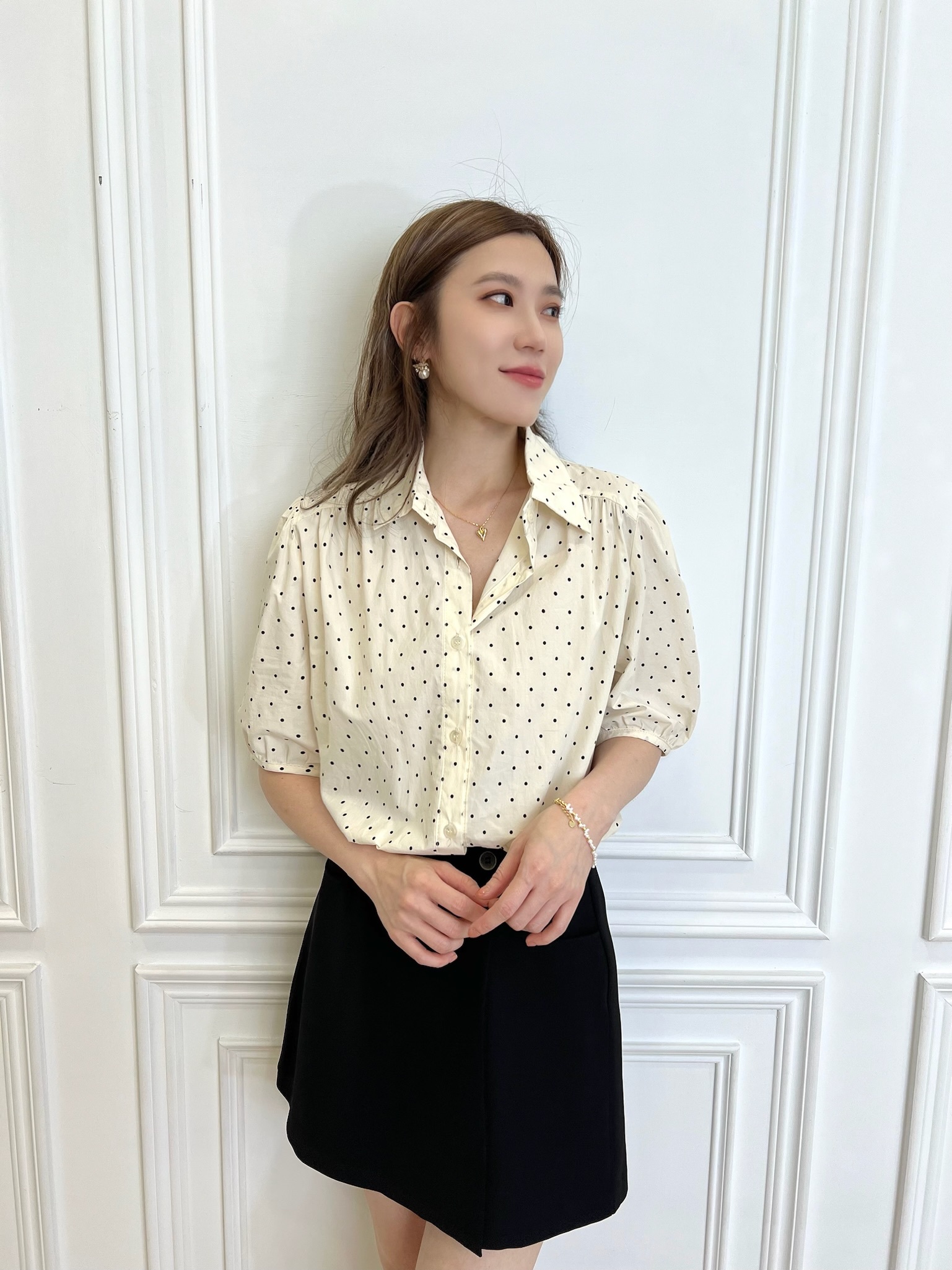 輕薄點點短袖襯衫