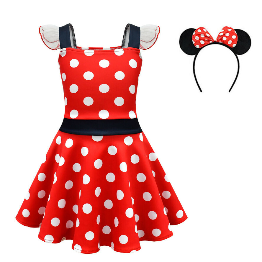 Hotly recommended polka dot dress (80784 red + headband) (size: 90-140) (contact customer service after placing the order to confirm the delivery size)