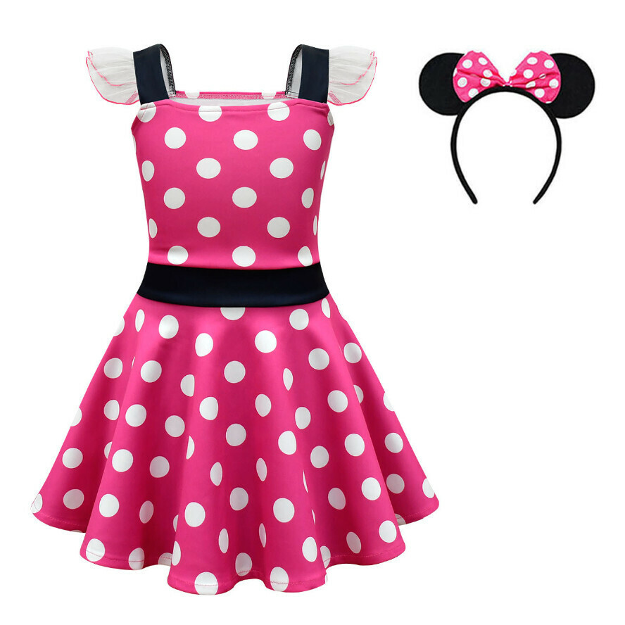 Hot recommended polka dot dress (80784 rose red + headband) (size: 90-140) (contact customer service after placing the order to confirm the delivery size)