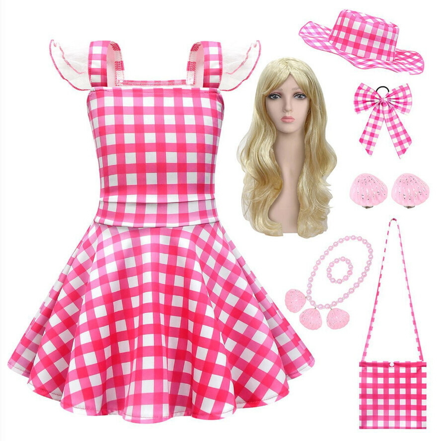 Hotly recommended flying sleeve dress (81601+ hat bag wig earrings bracelet necklace bow hair accessories) (size: 100-150) (contact customer service after placing the order to confirm the delivery size)