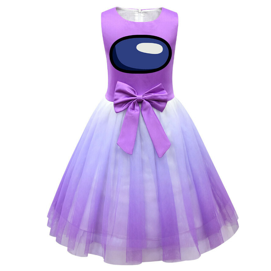 Popular mesh dress (80312 purple) (size: 100-150) (contact customer service after placing the order to confirm the delivery size)