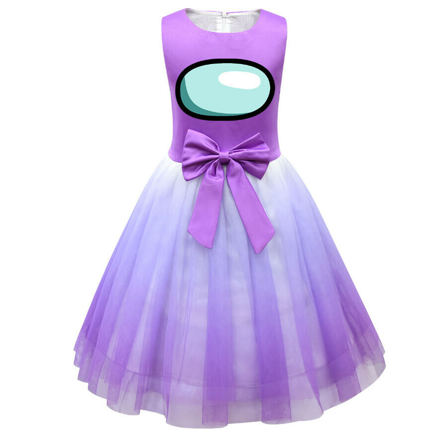 Popular mesh dress (80317 purple) (size: 100-150) (contact customer service after placing the order to confirm the delivery size)