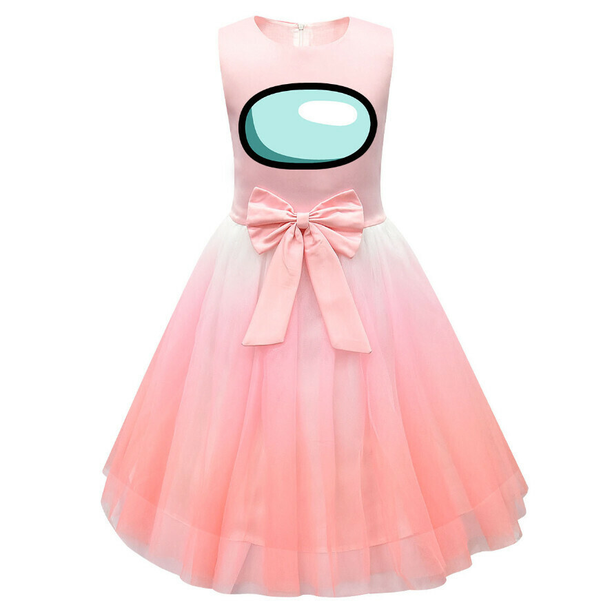 Popular mesh dress (80317 peach pink) (size: 100-150) (contact customer service after placing the order to confirm the delivery size)