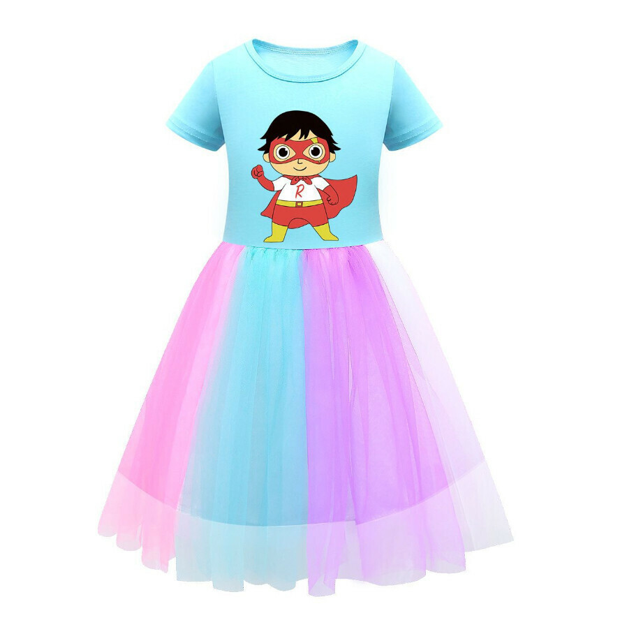 Popular children's dress (902 blue) (size: 100-150) (contact customer service after placing the order to confirm the delivery size)