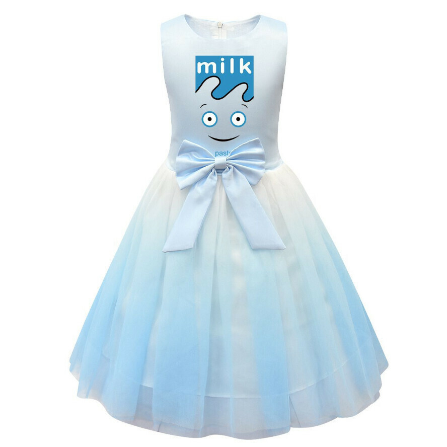 Popular sleeveless mesh skirt (81577 blue) (size: 100-150) (contact customer service after placing the order to confirm the delivery size)
