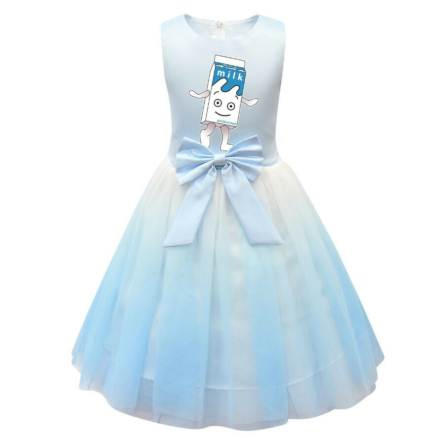 Popular sleeveless mesh skirt (81576 blue) (size: 100-150) (contact customer service after placing the order to confirm the delivery size)