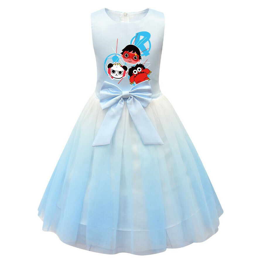 Popular sleeveless mesh skirt (81581 blue) (size: 100-150) (contact customer service after placing the order to confirm the delivery size)