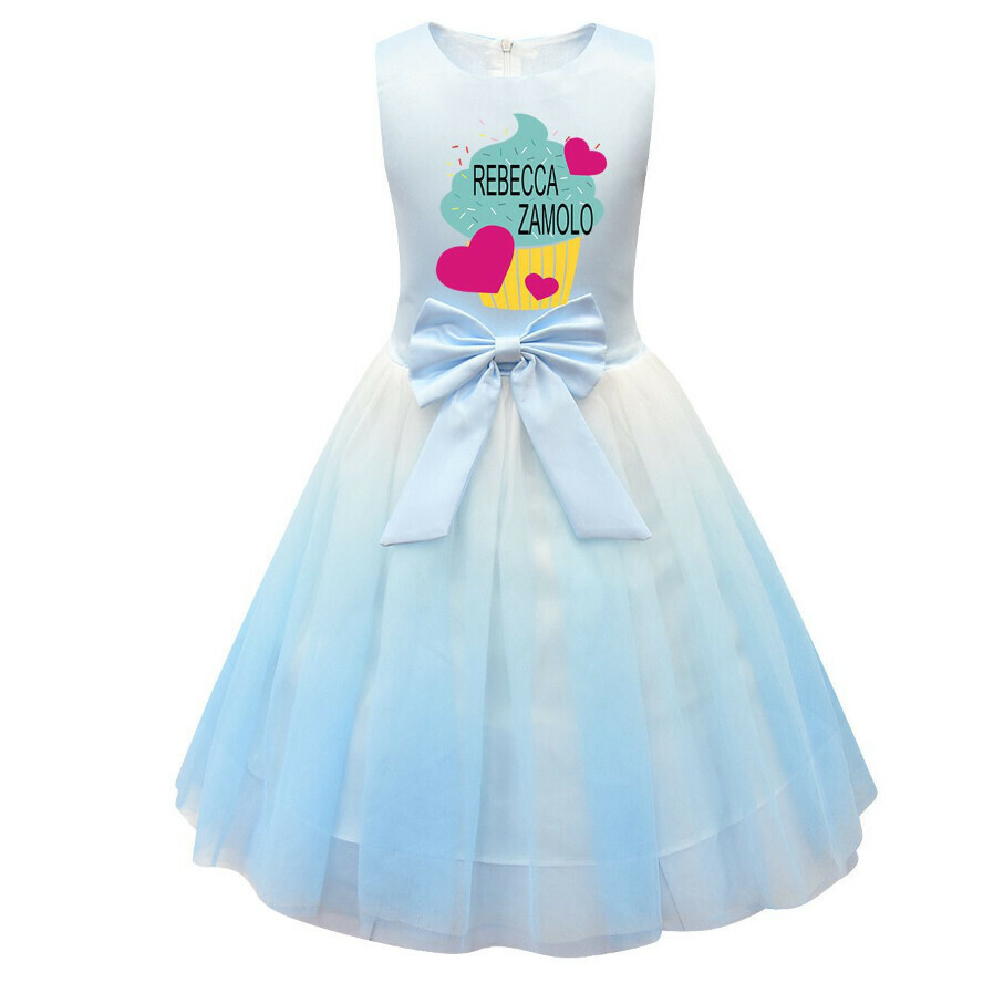 Popular sleeveless mesh skirt (81573 blue) (size: 100-150) (contact customer service after placing the order to confirm the delivery size)
