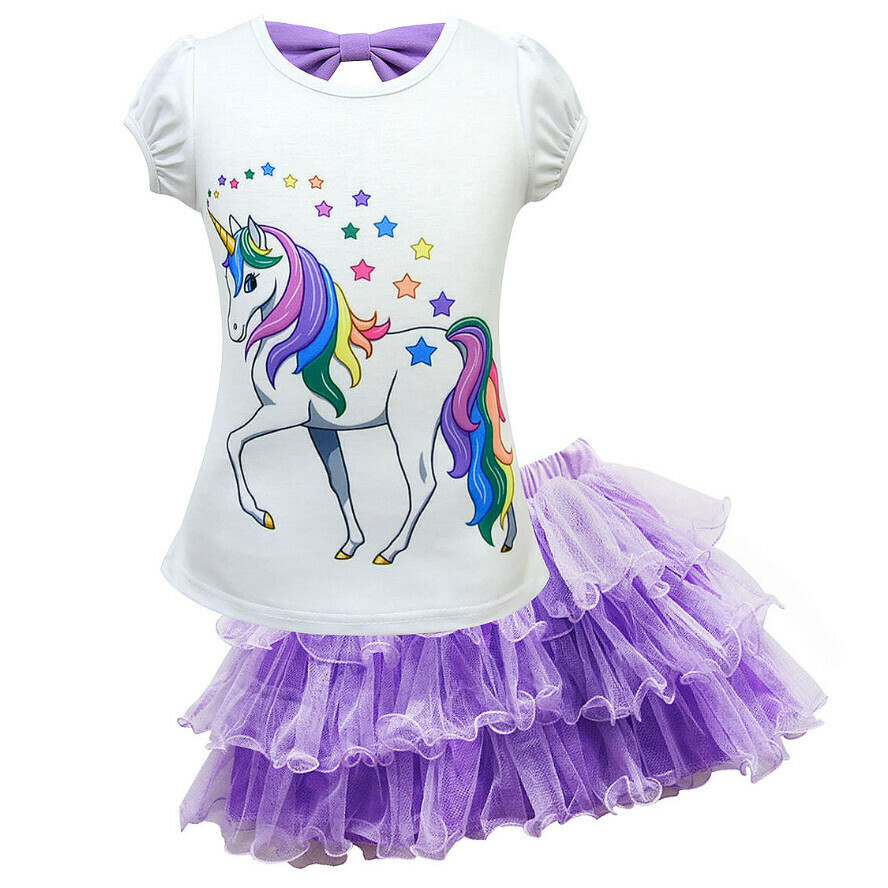 Popular short-sleeved skirt suit (0673 purple) (size: 100-150) (contact customer service after placing the order to confirm the delivery size)