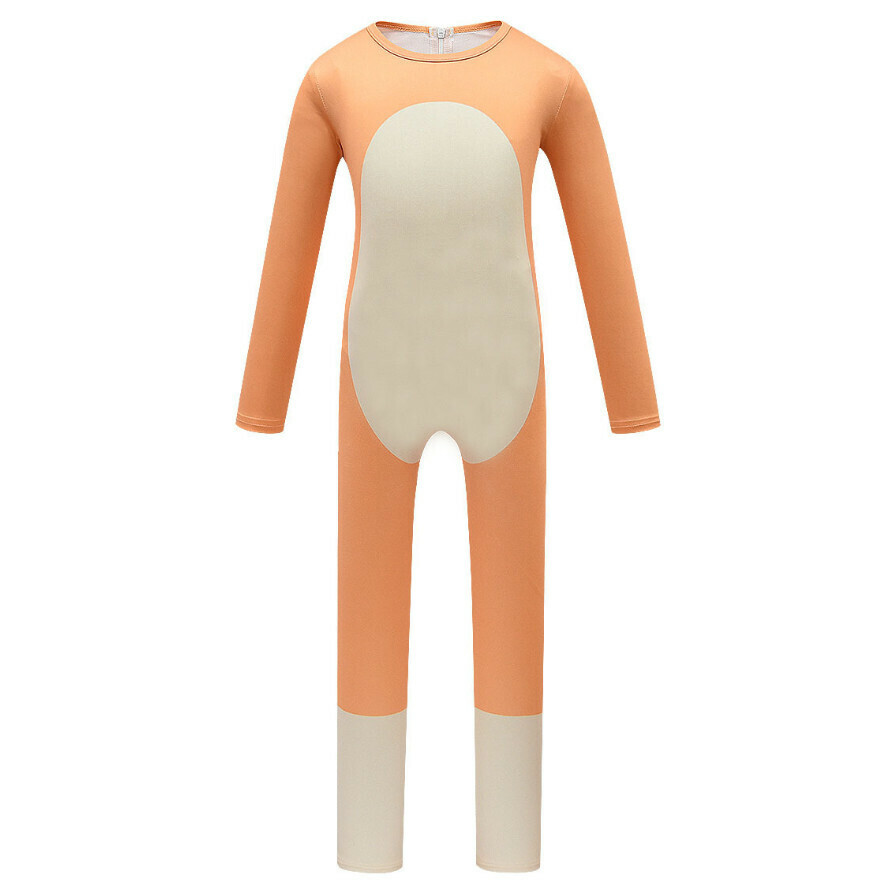 New tight-fitting jumpsuit (4546 orange) (size: 110-150) (contact customer service after placing the order to confirm the delivery size)