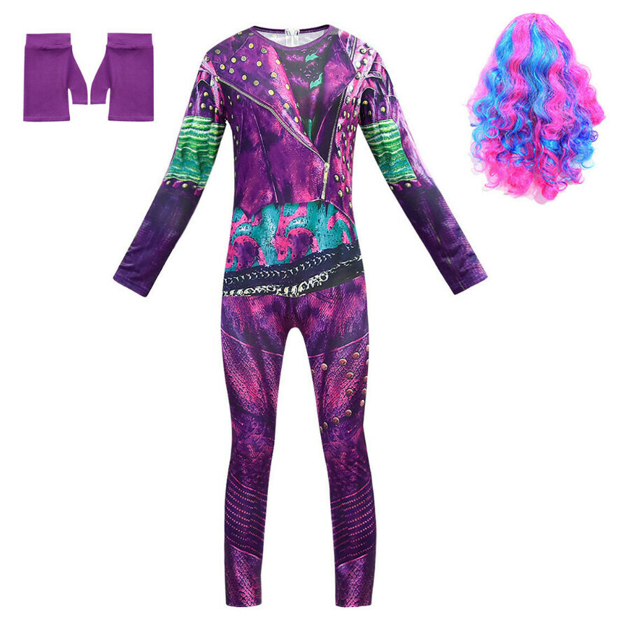 New Halloween jumpsuit (883 + gloves and color wig) (size: 120-160) (contact customer service after placing the order to confirm the delivery size)