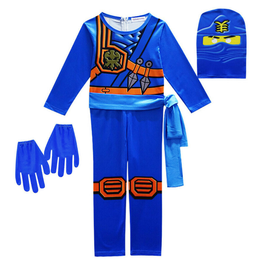 New Ninja Performance Costume (8819 Blue + 173#) (Size: 110-140) (Contact customer service to confirm the delivery size after placing the order)