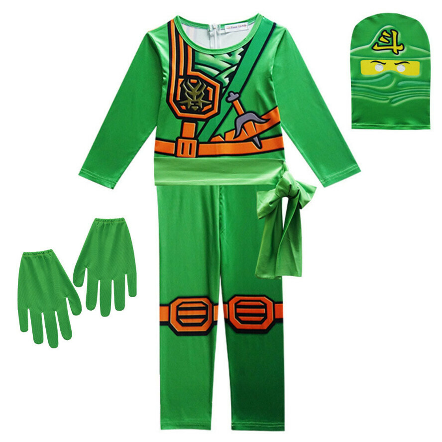 New Ninja Performance Costume (8819 Green + 173#) (Size: 110-140) (Contact customer service after placing the order to confirm the delivery size)