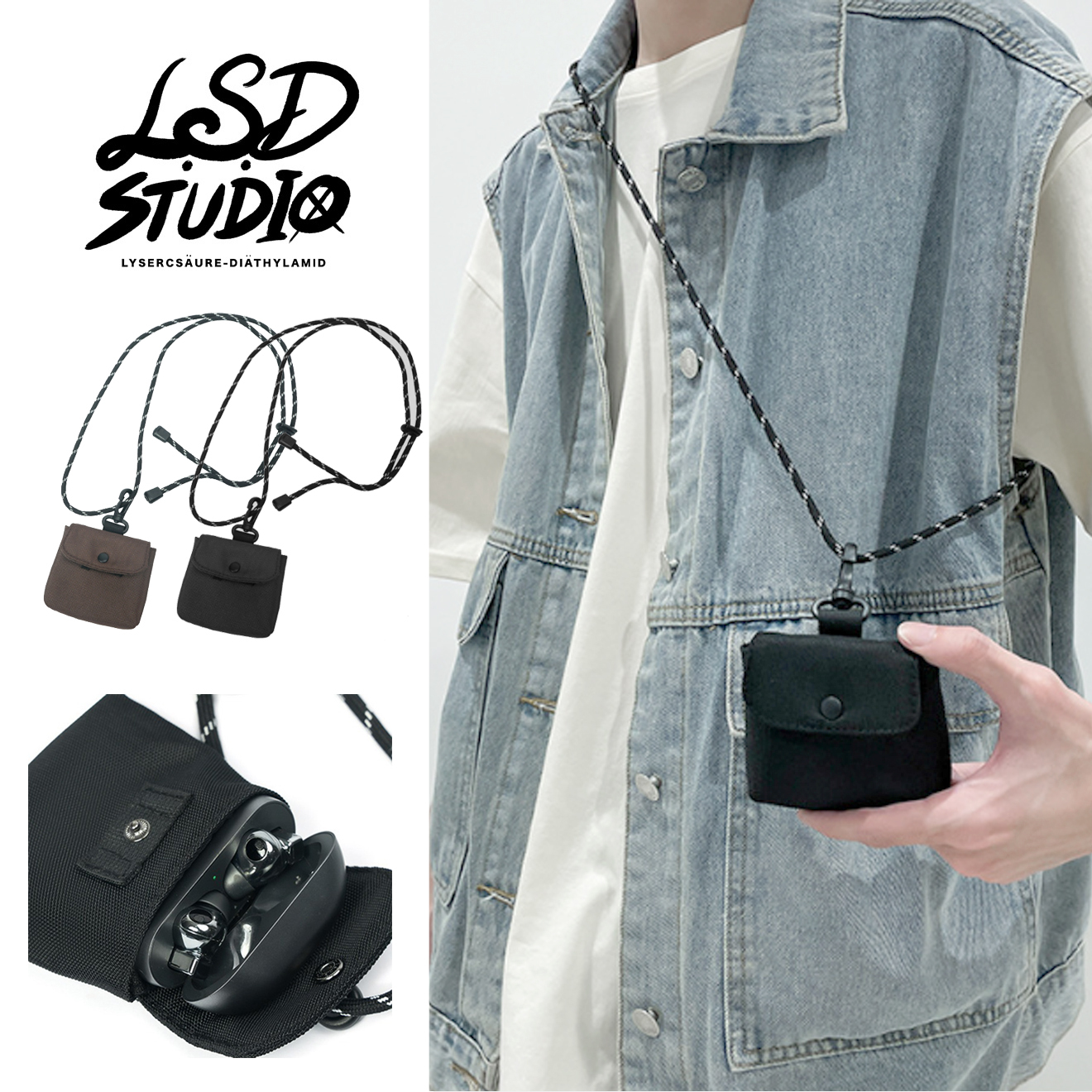 【BGZG014】方形可肩背小廢包 零錢包 耳機包