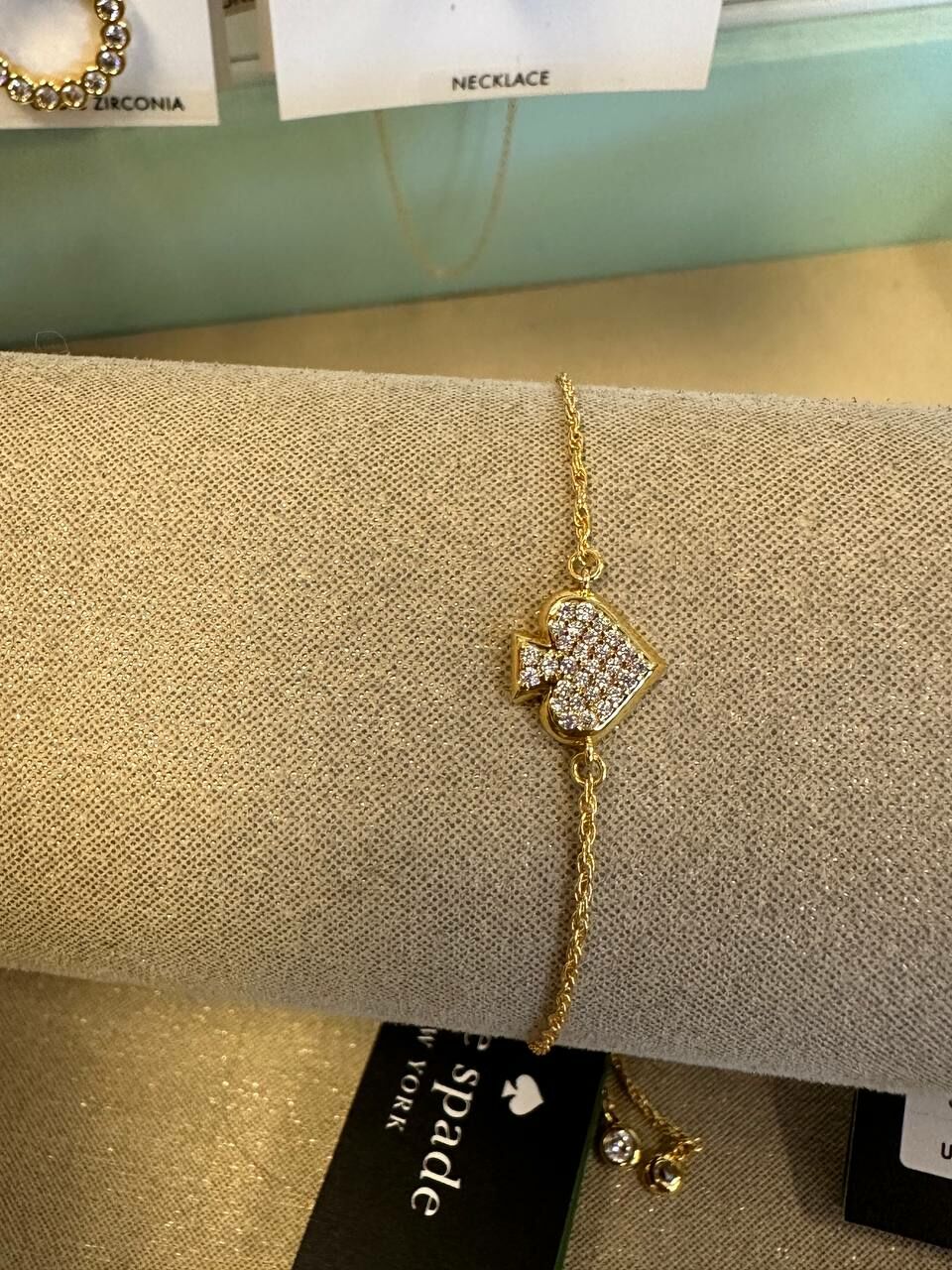 [S] KATE SPADE O0R00185 EVERYDAY SPADE PAVE SLIDER BRACELET,CLEAR/GOLD, 767883056899 (SKS1118)