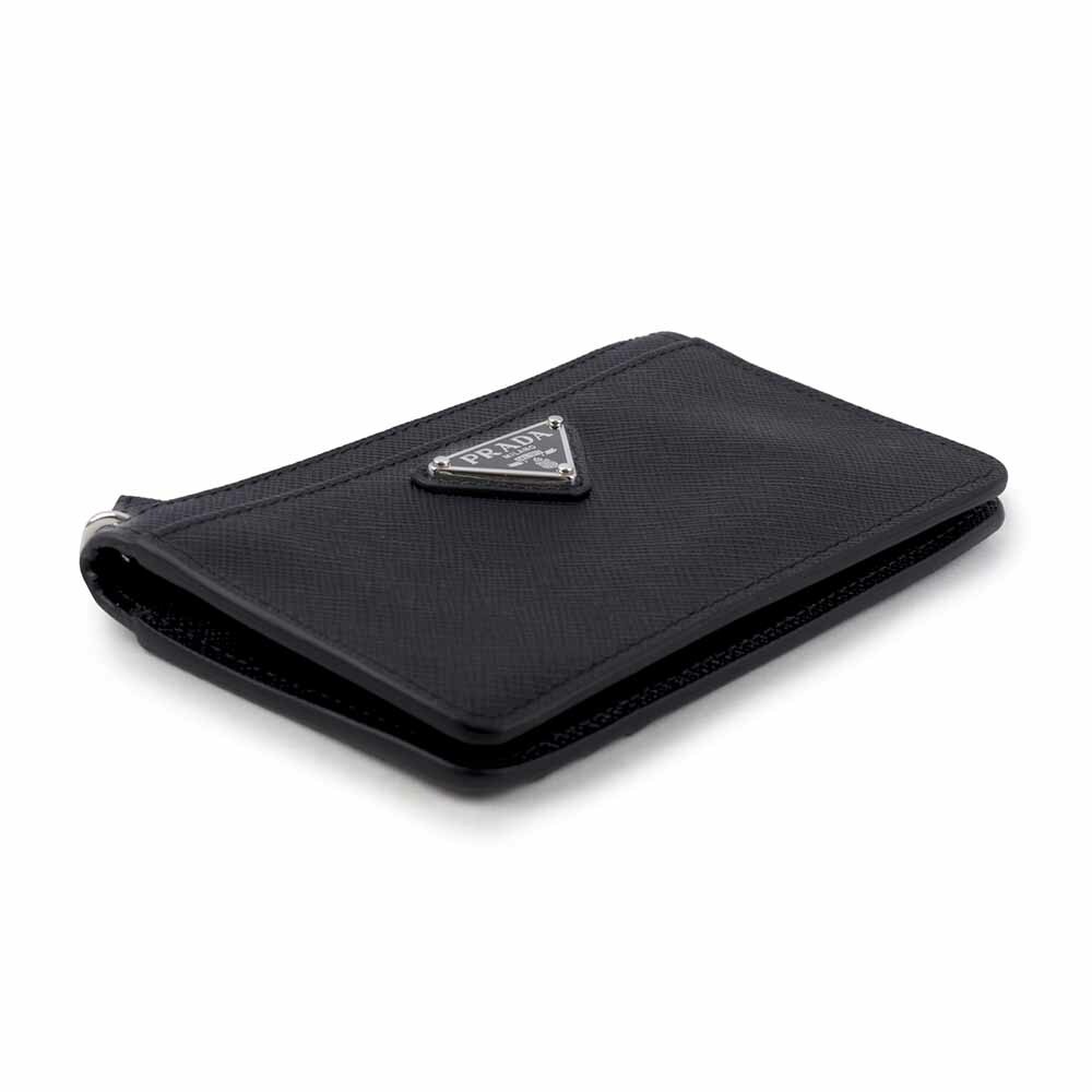 【PRADA】三角牌Logo 拉鍊零錢/卡夾包(黑色) 2MC084 QHH F0002