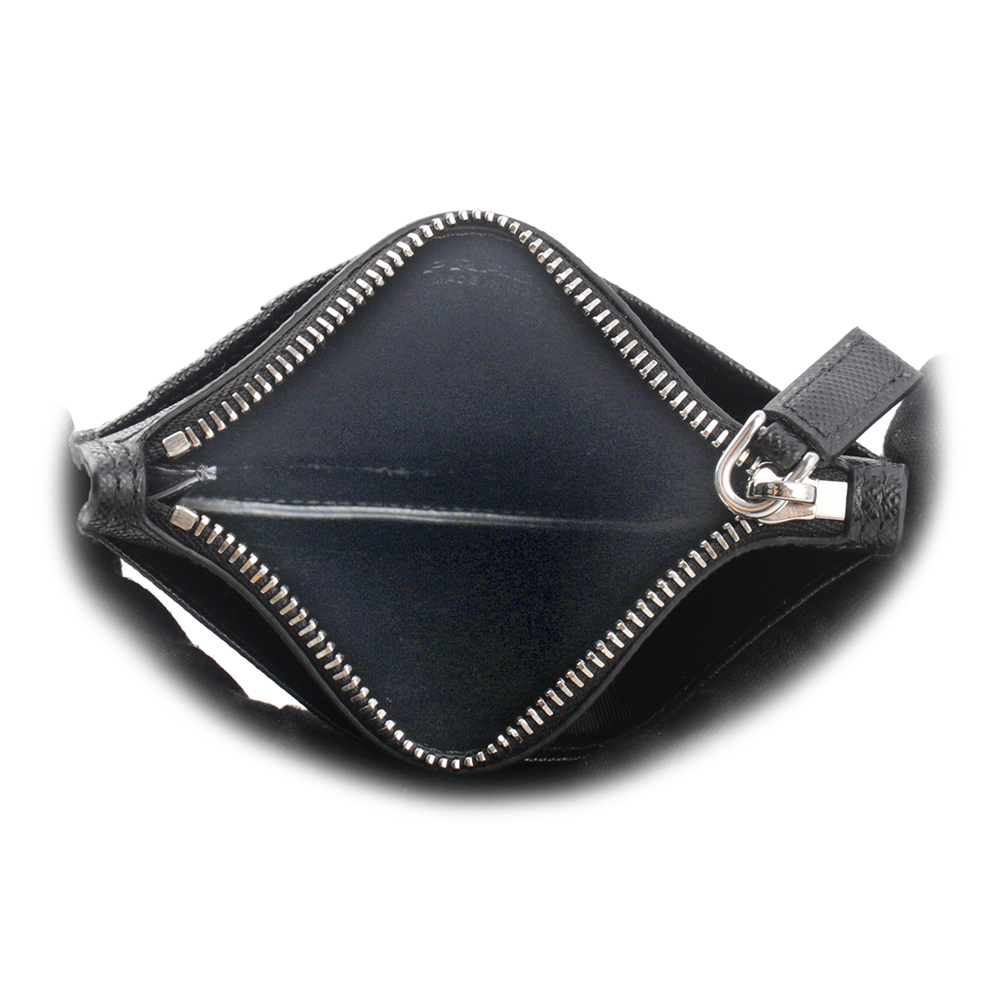 【PRADA】三角牌Logo 拉鍊零錢/卡夾包(黑色) 2MC084 QHH F0002