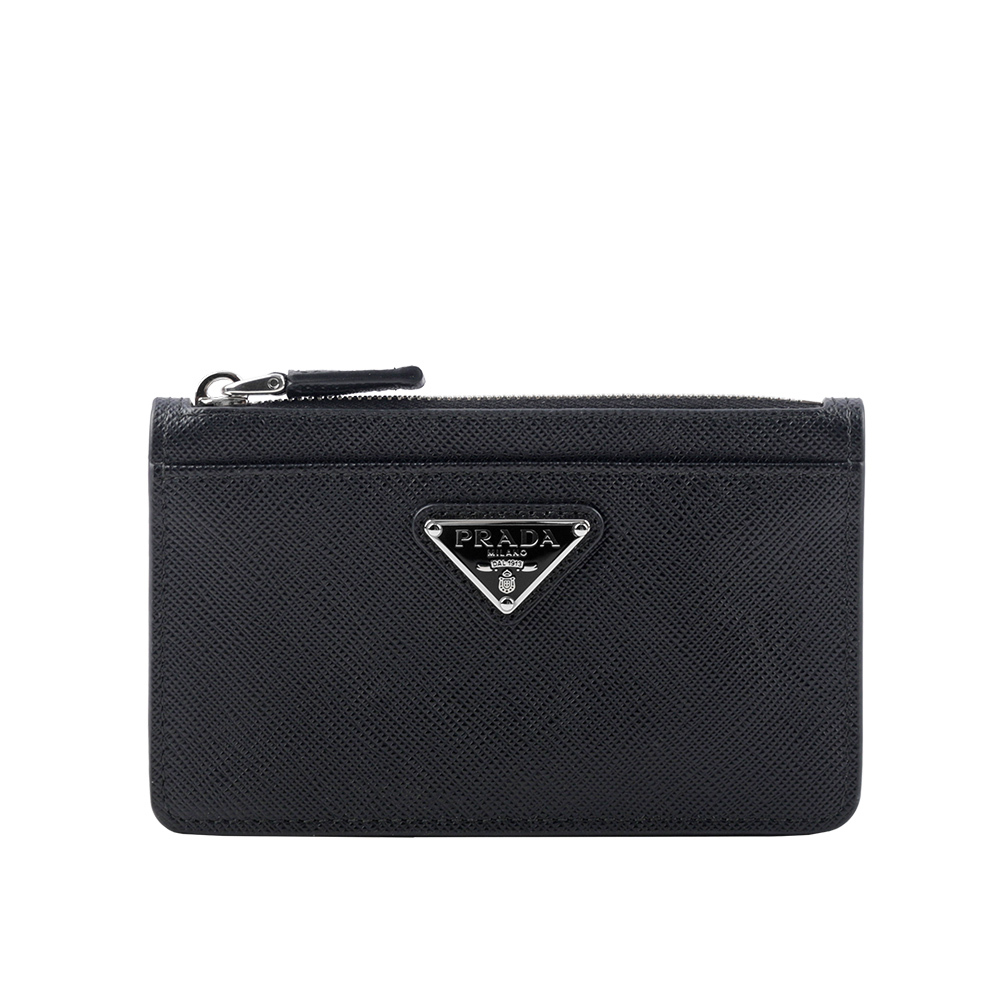 【PRADA】三角牌Logo 拉鍊零錢/卡夾包(黑色) 2MC084 QHH F0002