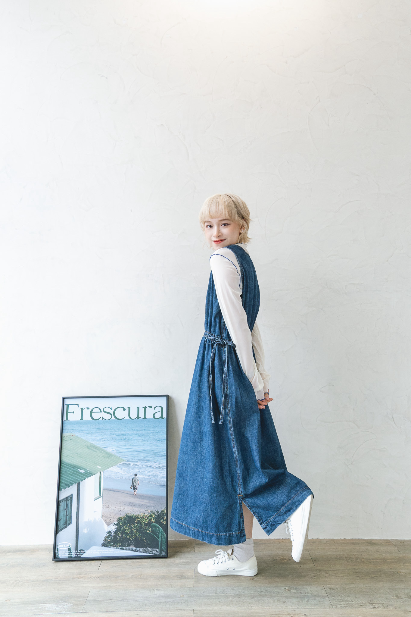 9893｜牛仔布綁帶連衣裙