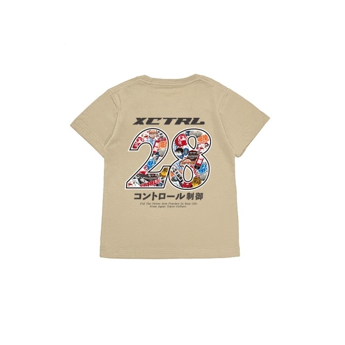 XCTRL童裝  平成28年日式爆炸貼童裝短T-卡其