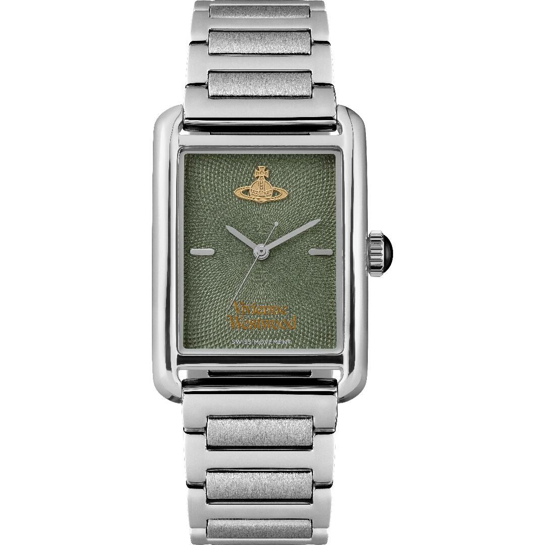 VV297GRSL Vivienne Westwood 28mm 綠色錶面 矩形 不鏽鋼 錶帶 手錶 (香港行貨)