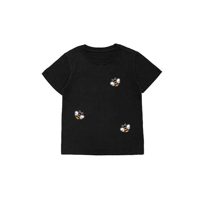 XCTRL童裝  小蜜蜂採花蜜童裝短T-黑