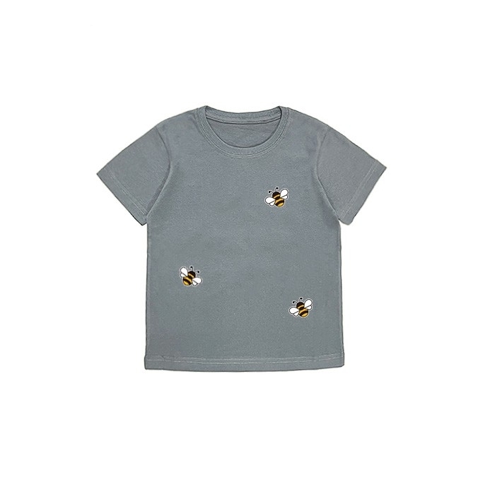 XCTRL童裝  小蜜蜂採花蜜童裝短T-石磨灰