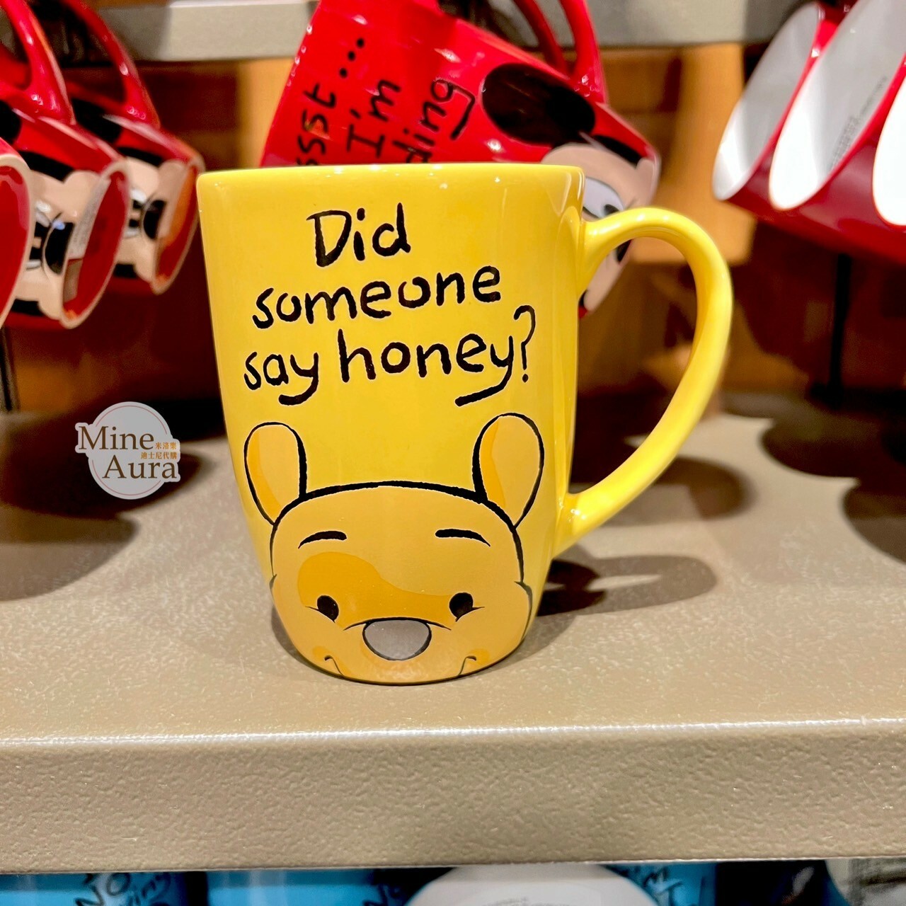 小熊維尼 Winnie the Pooh 半臉圖案 粉色 陶瓷馬克杯 水杯 -上海迪士尼樂園