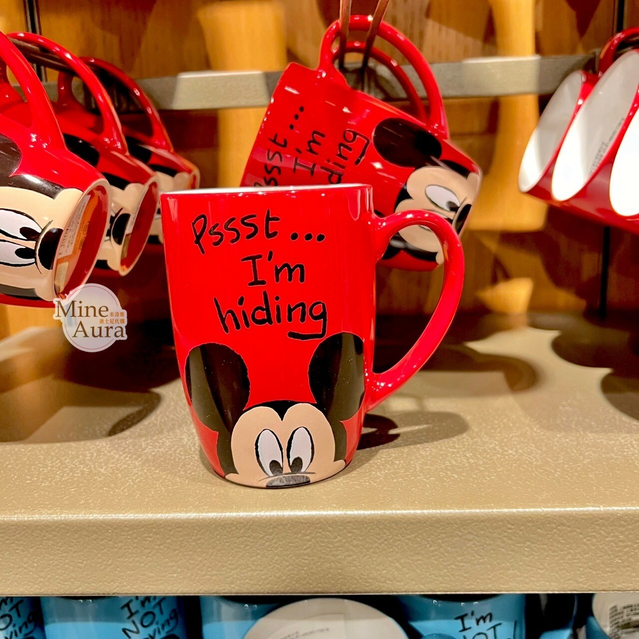 米奇 Mickey 半臉圖案 紅色 陶瓷馬克杯 水杯 -上海迪士尼樂園