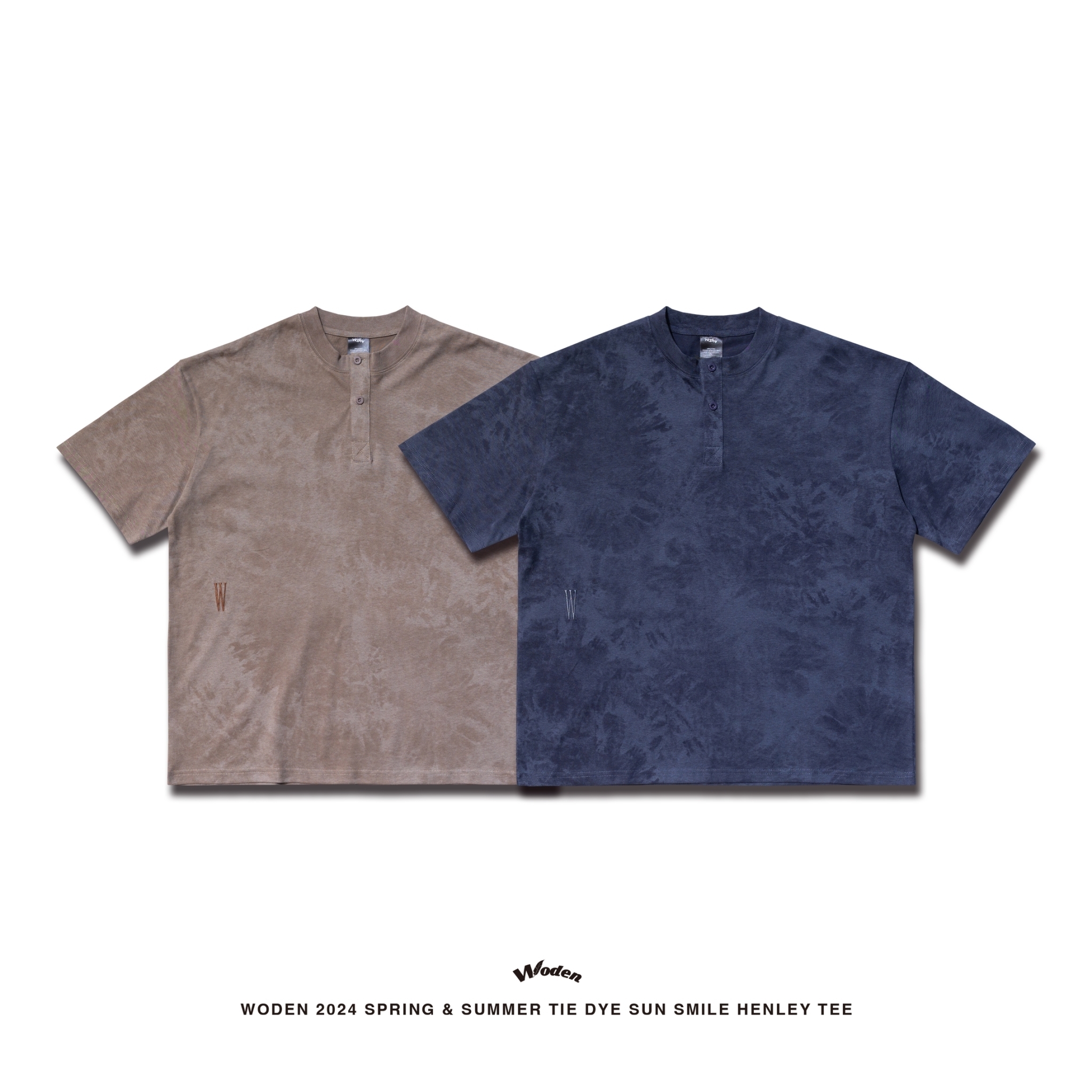 WODEN 2024 Spring & Summer 047 Tie Dye Sun Smile Henley Tee