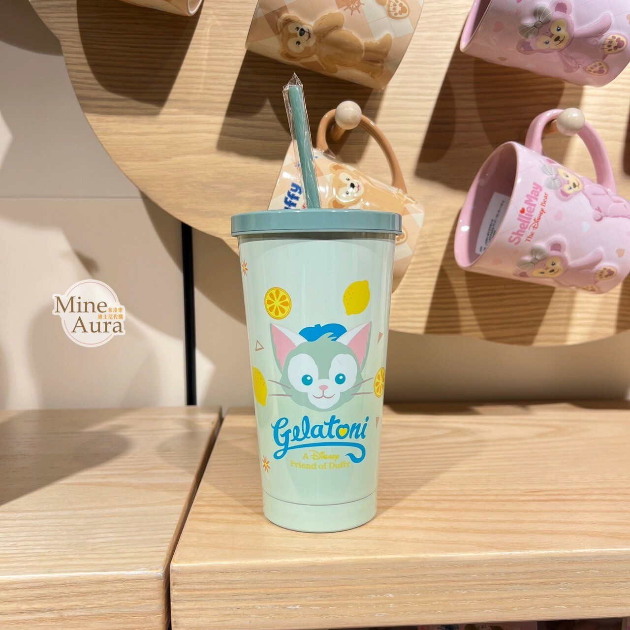 傑拉托尼 畫家貓 Gelatoni 不鏽鋼 吸管 水杯 飲料杯 -上海迪士尼樂園