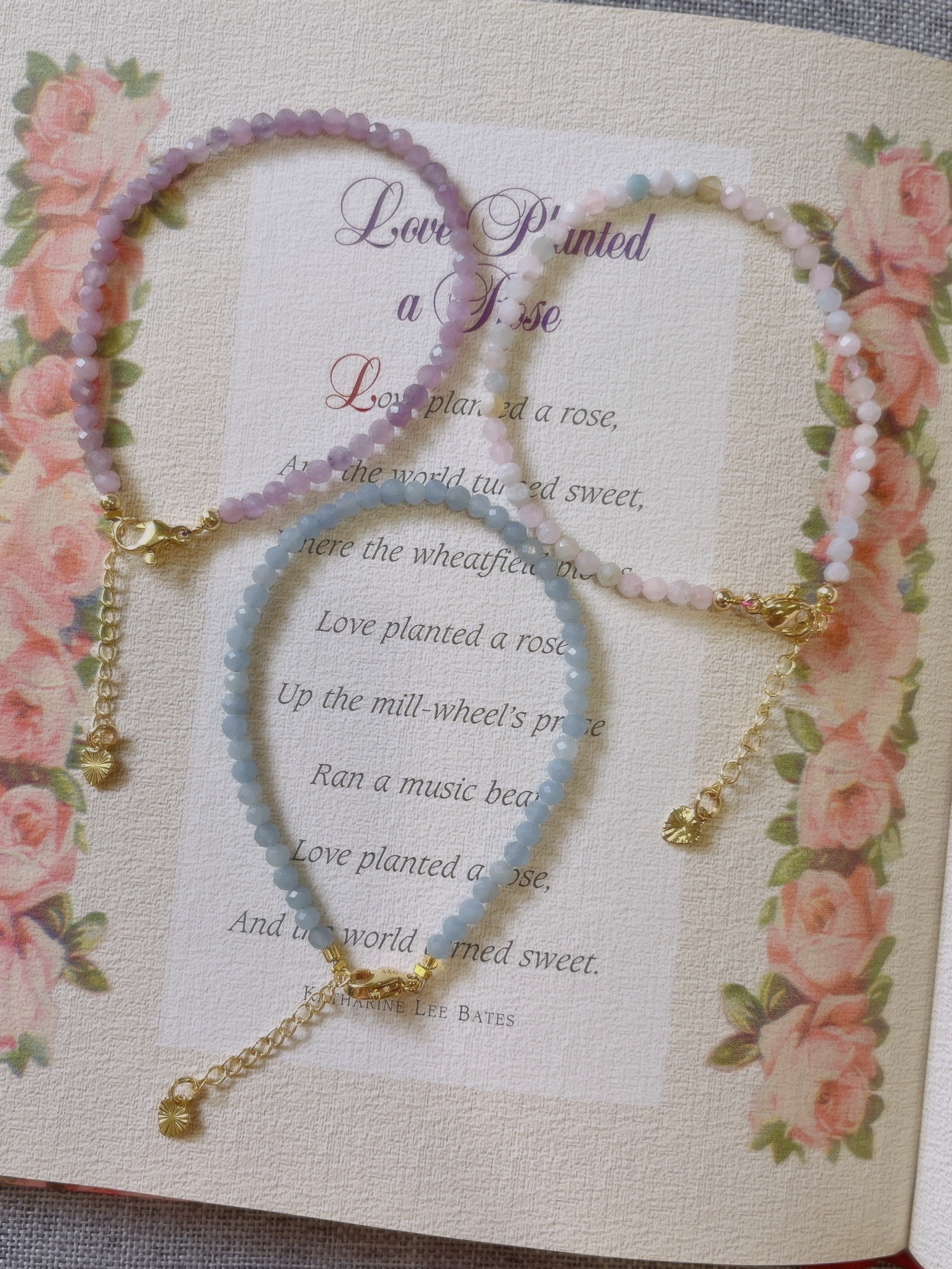 天然石,水晶,礦石,水晶手鍊,手鍊,天然石飾品,礦石飾品,摩根石,藍東陵,紫丁香,紫水晶,crystal,bracelet,復古,vintage