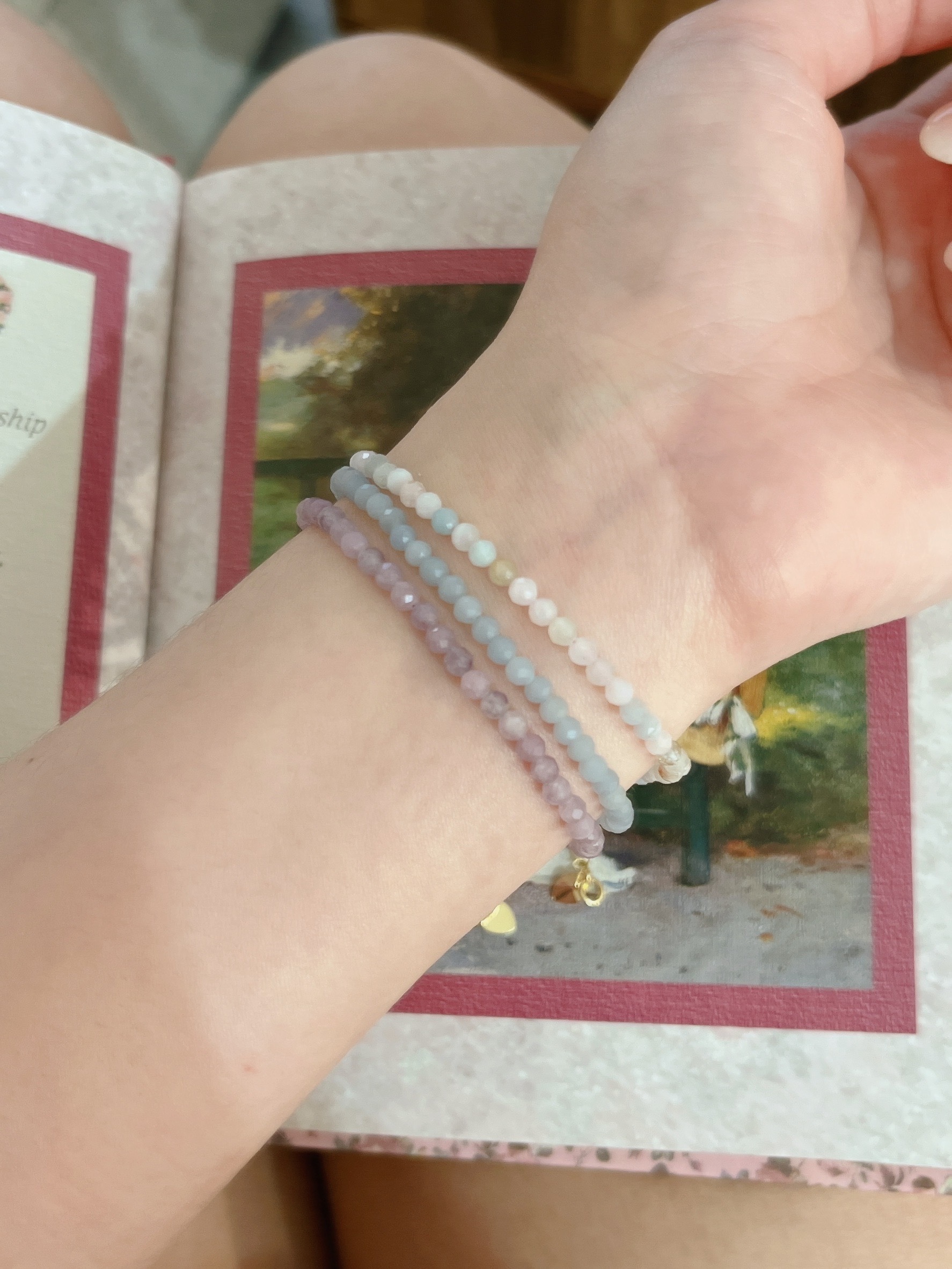 天然石,水晶,礦石,水晶手鍊,手鍊,天然石飾品,礦石飾品,摩根石,藍東陵,紫丁香,紫水晶,crystal,bracelet,復古,vintage