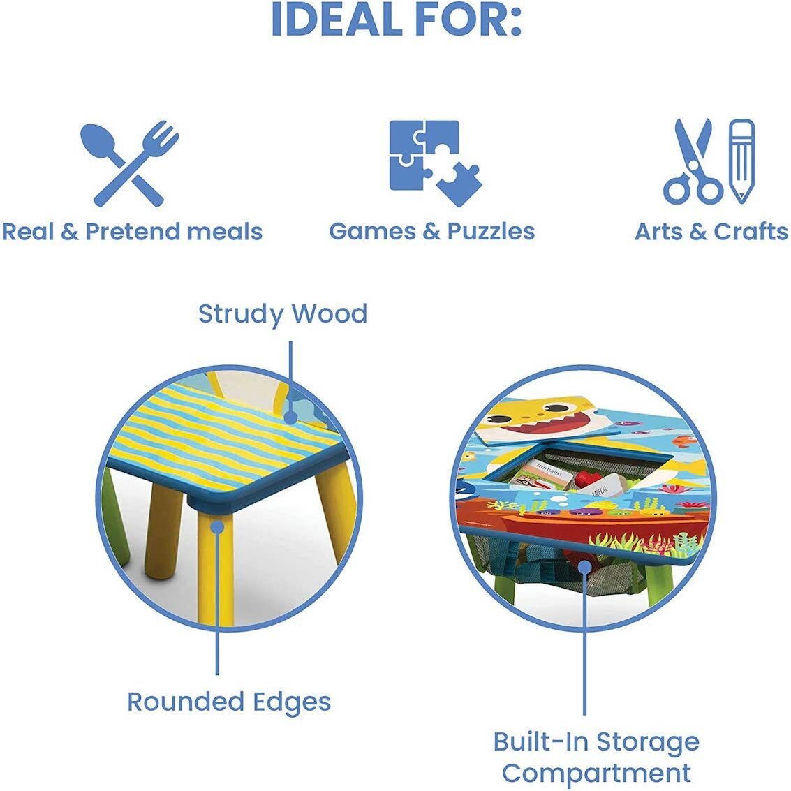 美國 Delta Children Baby Shark 兒童桌椅套裝