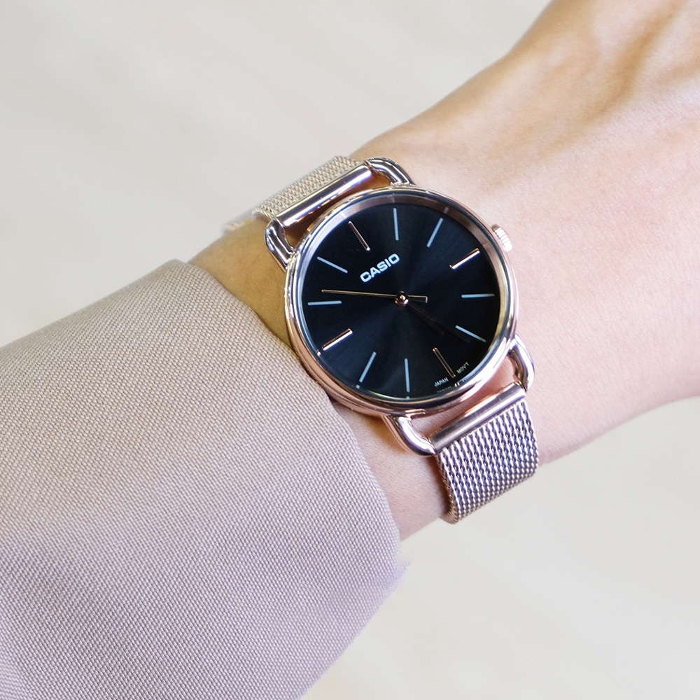 【CASIO 卡西歐】LTP-E412MPG-1A 精緻時尚 典雅淑女 玫瑰金 潮流米蘭風 輕巧鍊帶 不鏽鋼腕錶 手錶 女錶