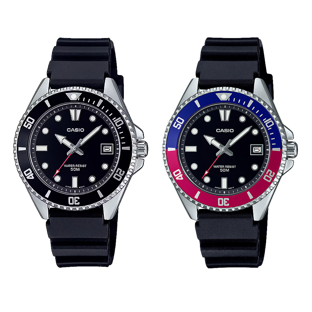 【CASIO 卡西歐】槍魚系列 MDV-10 探險旅遊 雙色圈 速度潮流 夜光指針 日期顯示 生物基樹脂 手錶