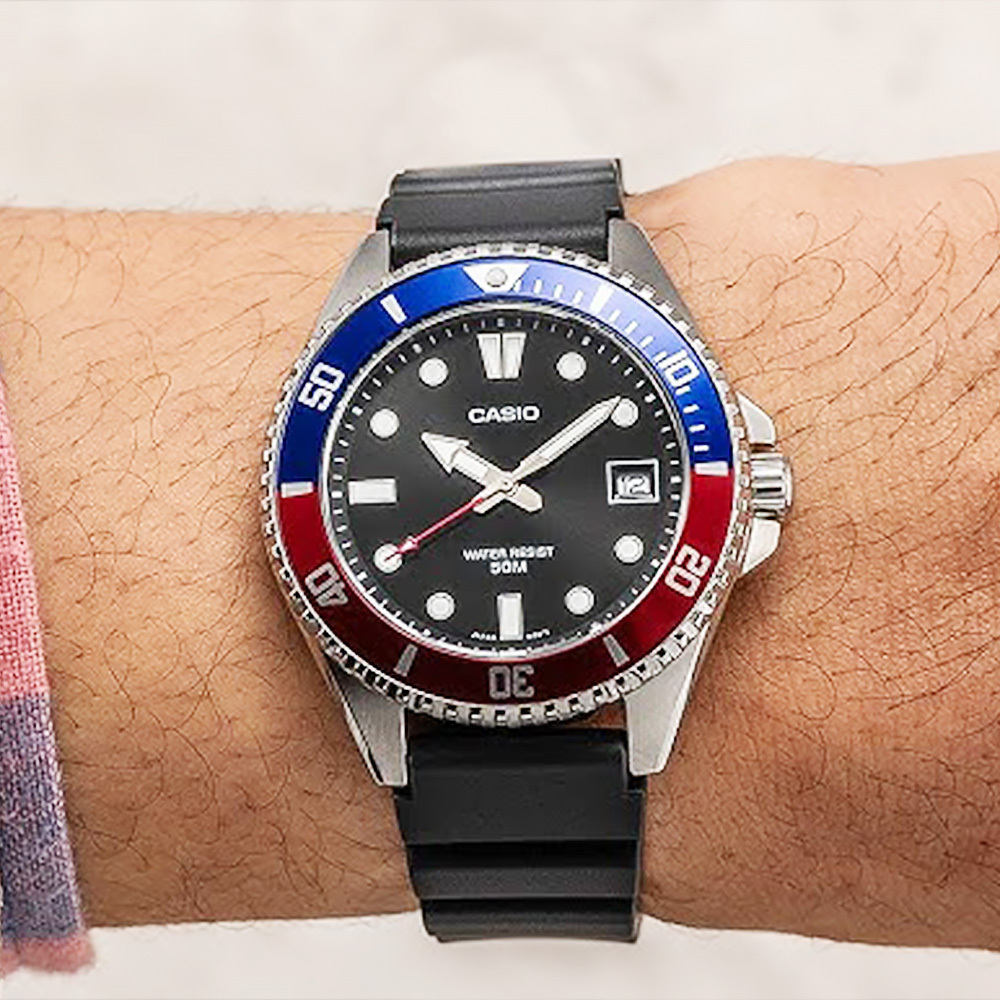 【CASIO 卡西歐】槍魚系列 MDV-10 探險旅遊 雙色圈 速度潮流 夜光指針 日期顯示 生物基樹脂 手錶