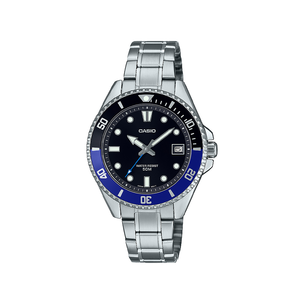 【CASIO 卡西歐】槍魚系列 MDV-10D 外出探險 商務旅遊 雙色錶圈 夜光指針 日期顯示 不鏽鋼 手錶