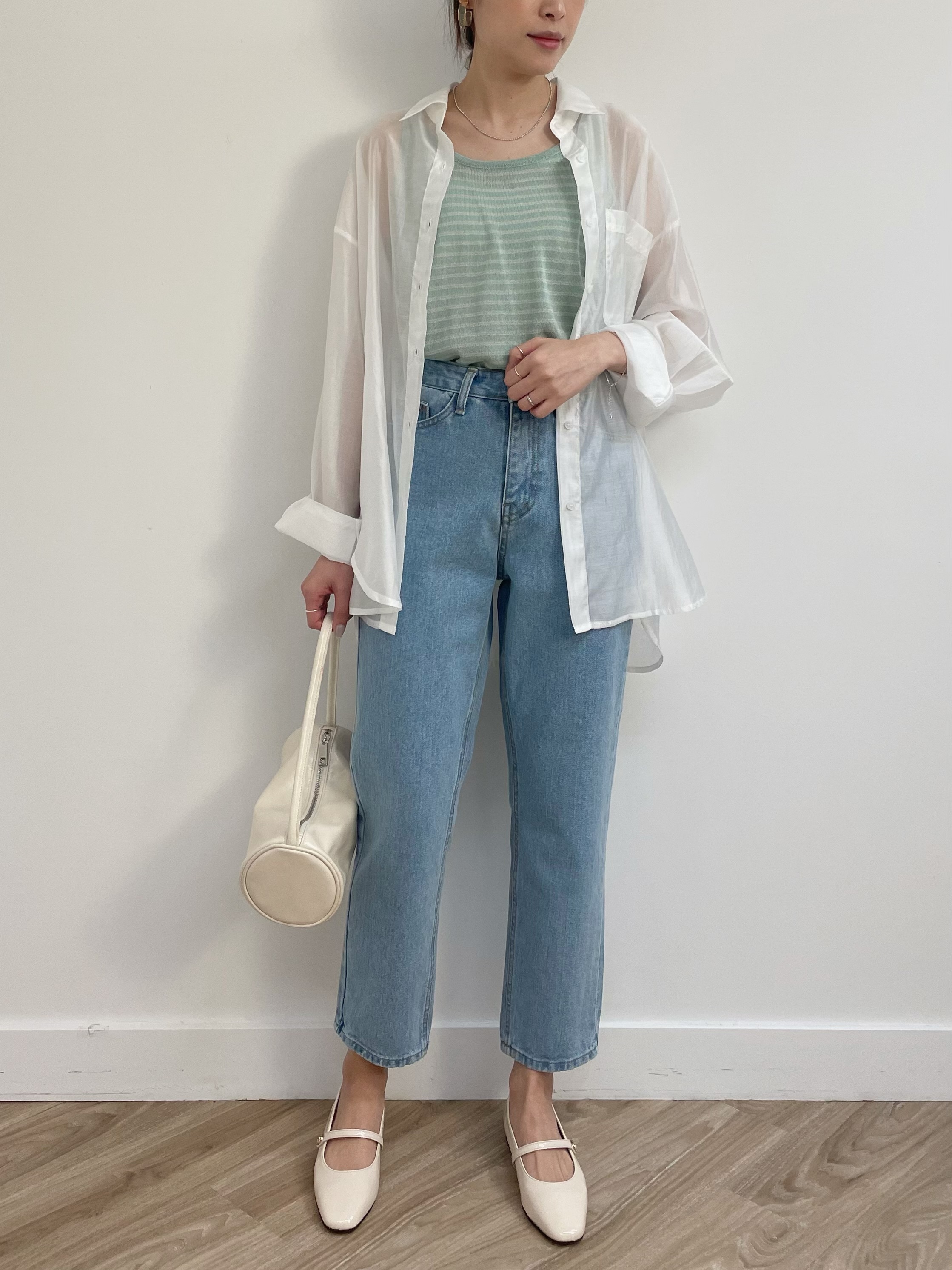 Stay chill stay cool 小修腳九分牛仔褲 (2色•淺藍)