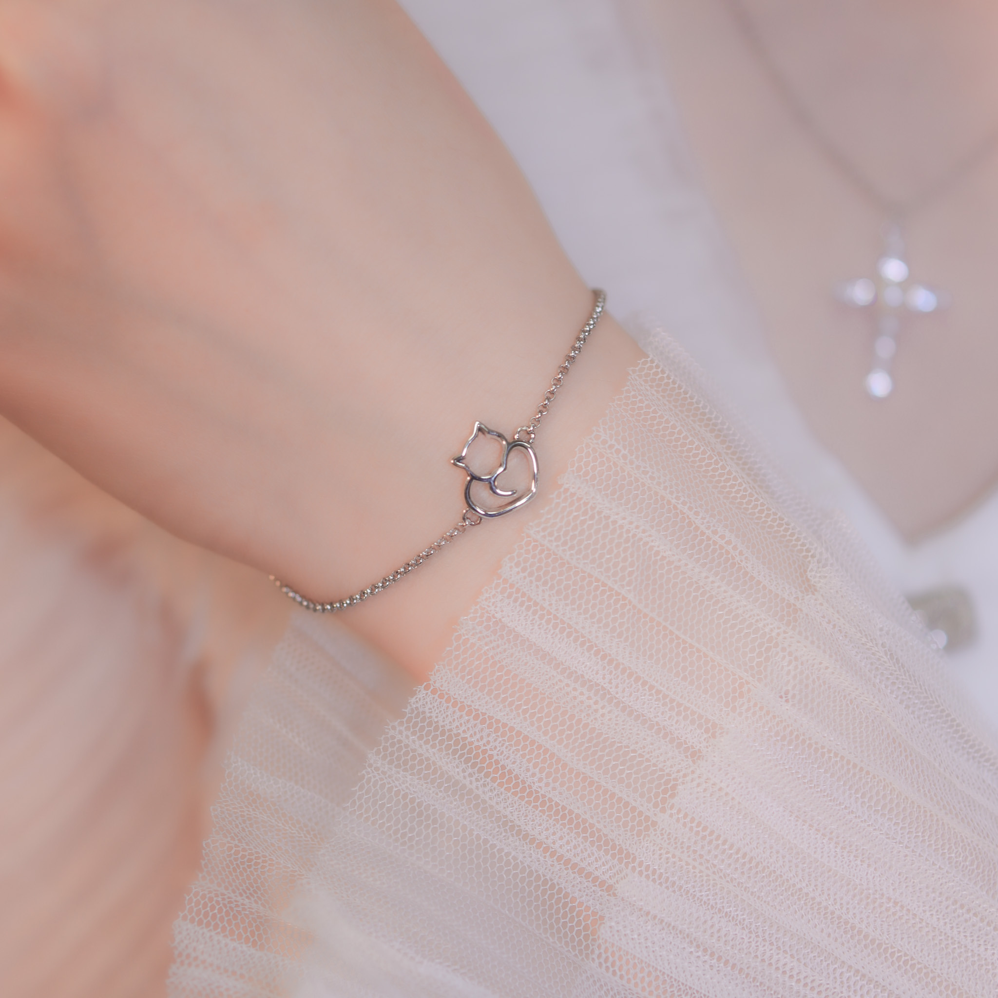 | 925銀丨心動貓咪手鏈 | BR1104 |