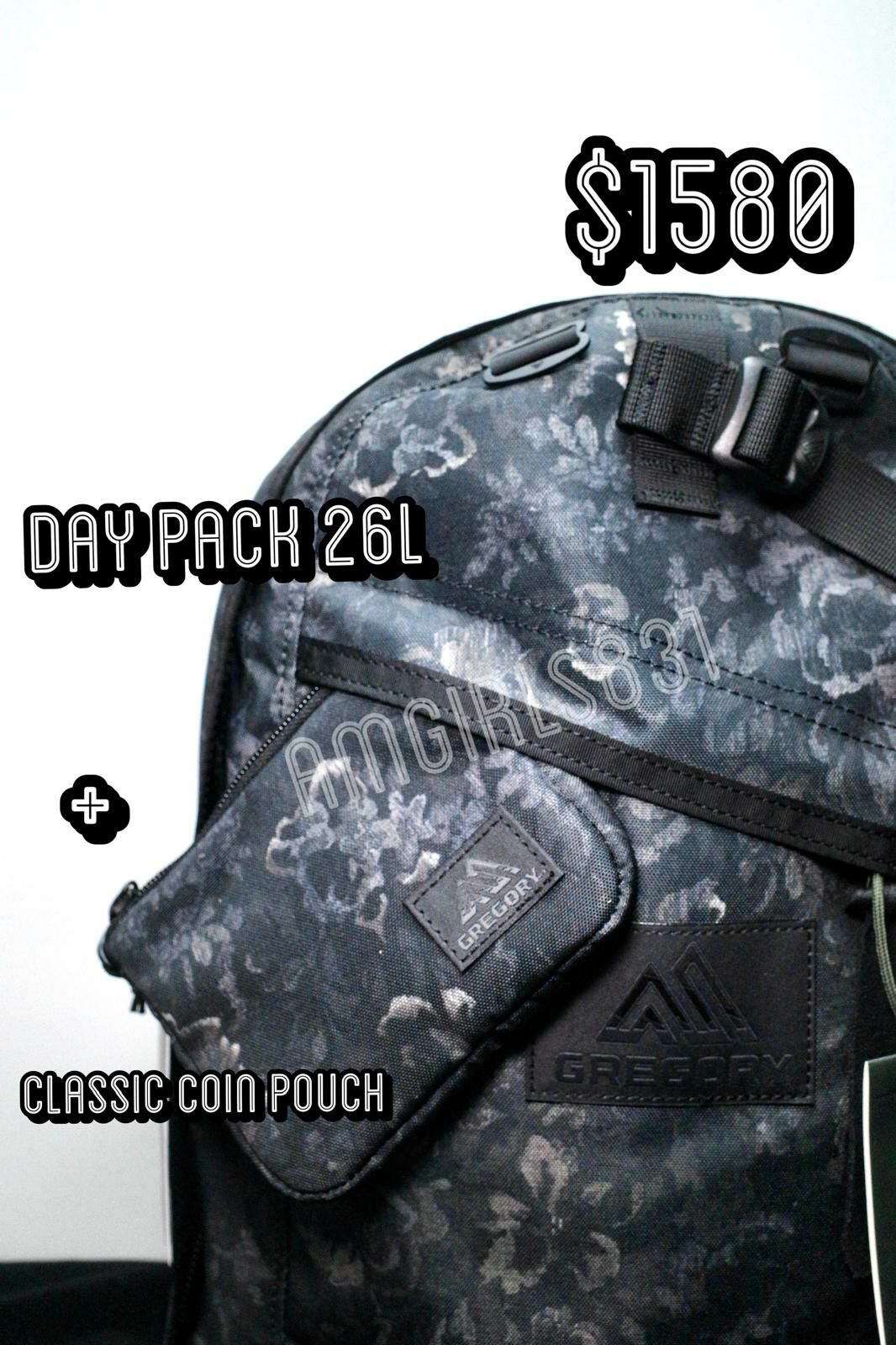 Gregory day pack black tapestry + Gregory classic coin pouch black tapestry