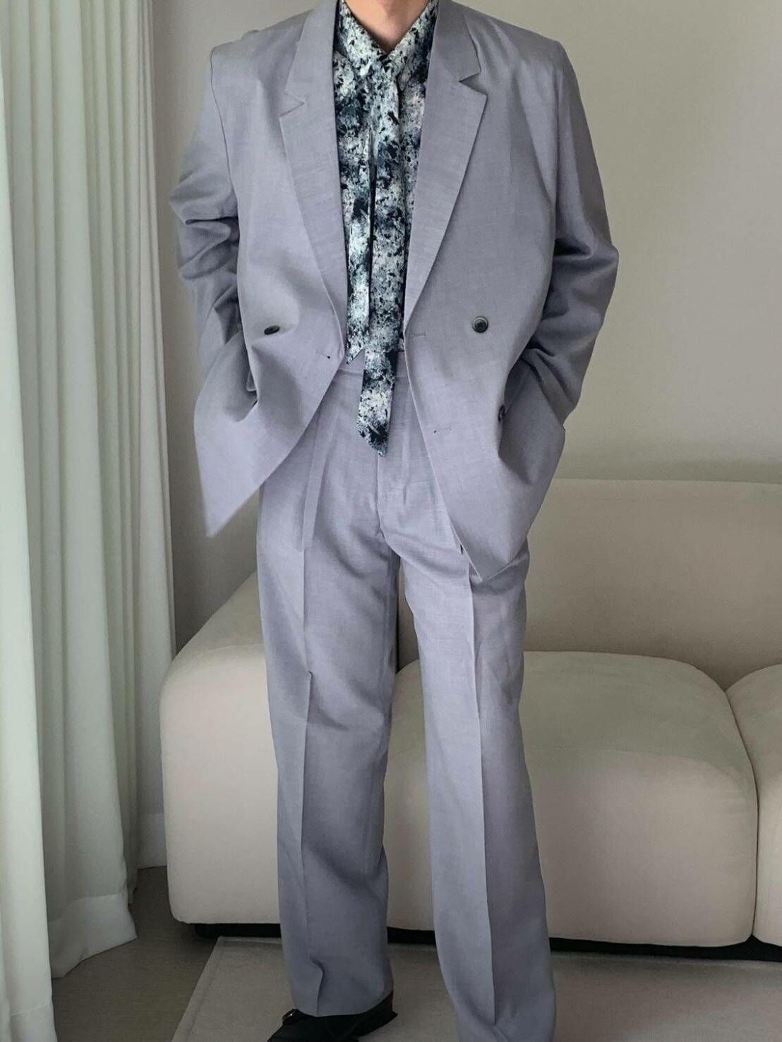 夏季涼爽亞麻雙排扣西裝外套