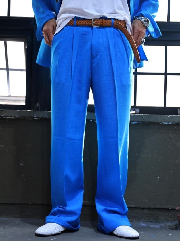 雙褶邊微寬西裝褲