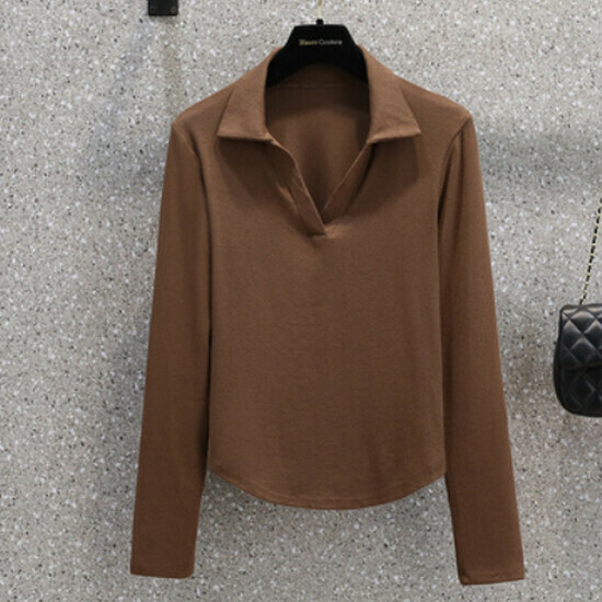 Hot selling polo collar versatile shirt [brown] [M-4XL size] (please contact customer service to confirm the delivery size after placing the order)