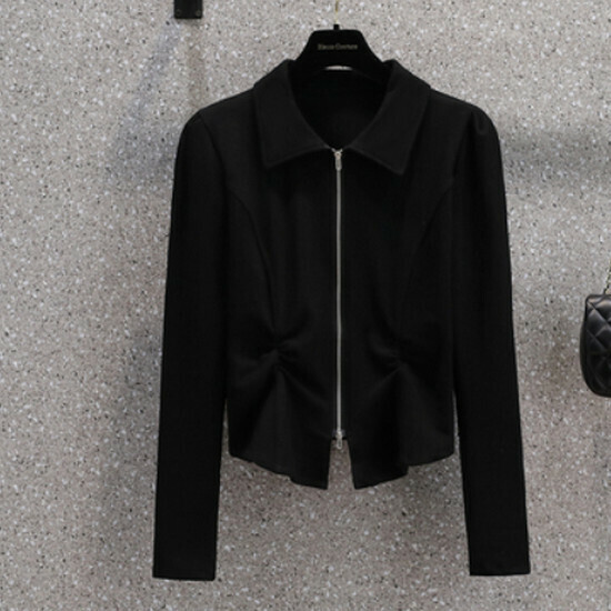 Hot selling polo collar long-sleeved top [Black] [M-4XL size] (please contact customer service to confirm the delivery size after placing the order)