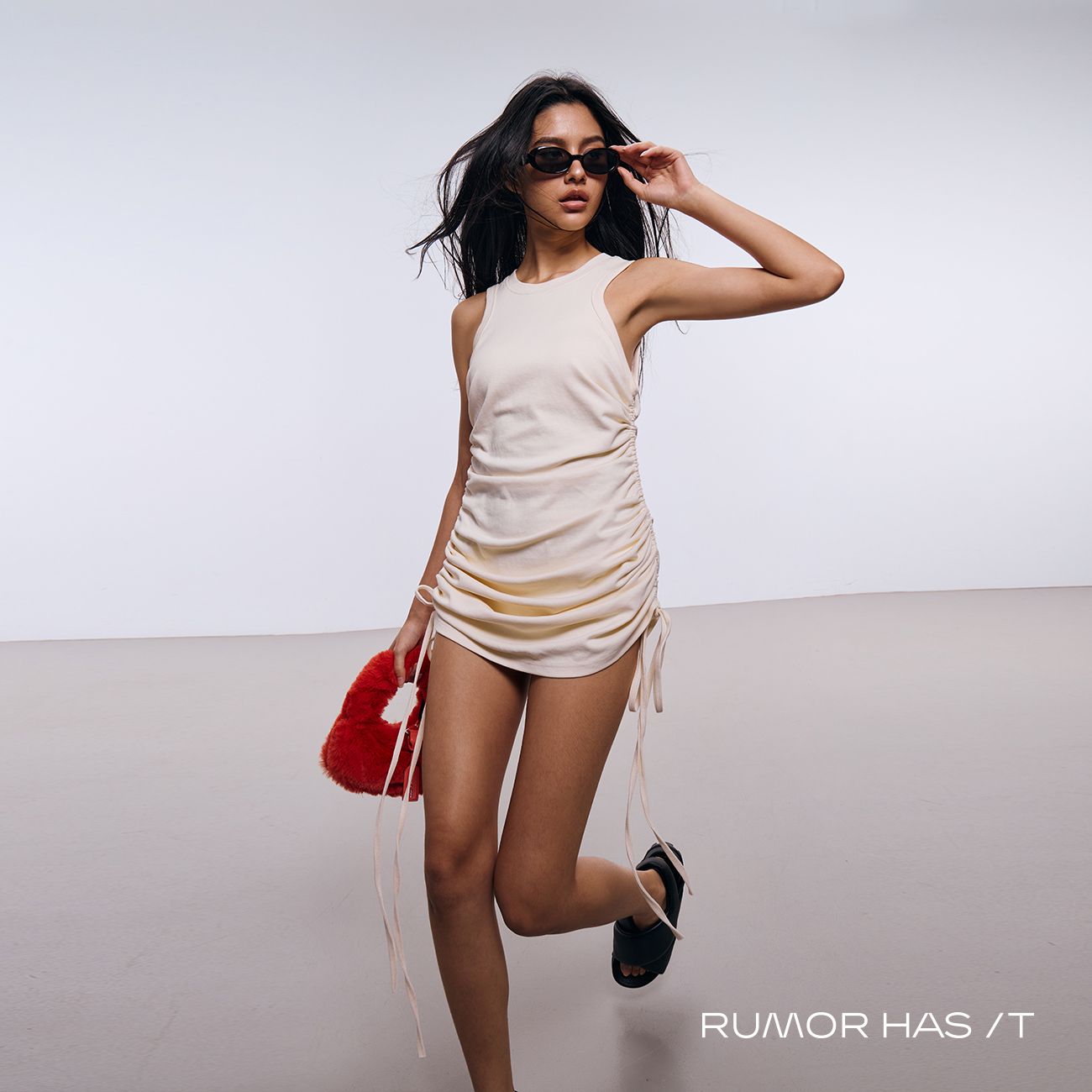 Cream Wrinkled Dress