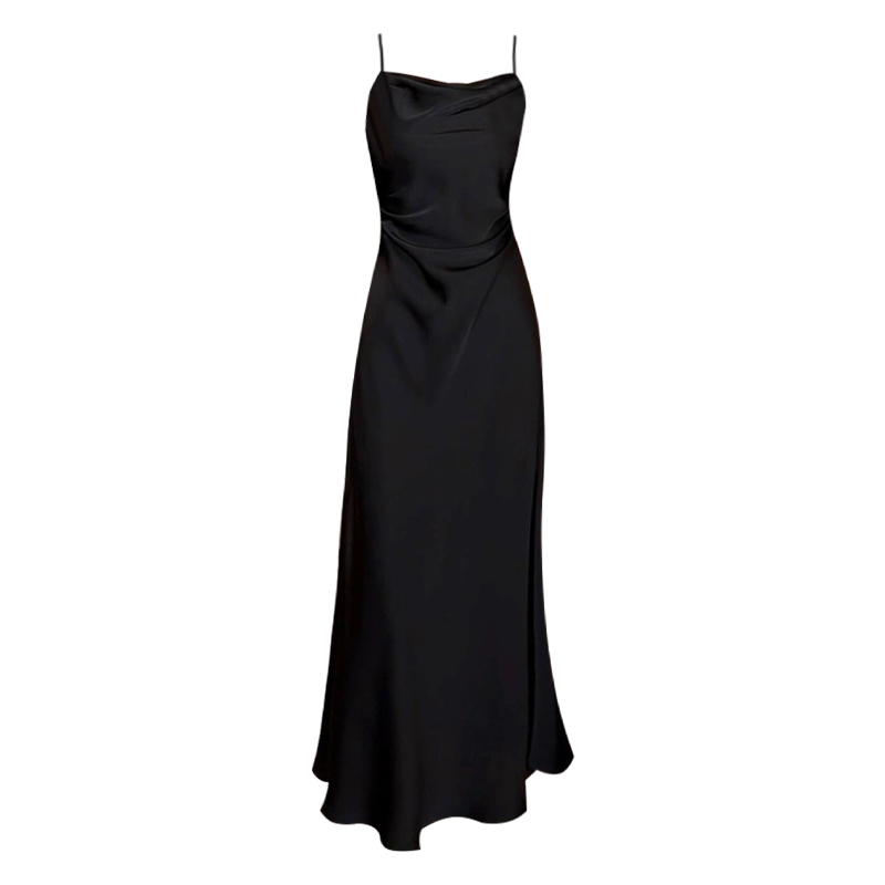 Hot selling satin suspender dress (black size S-L) (please contact customer service to confirm the delivery size after placing the order)
