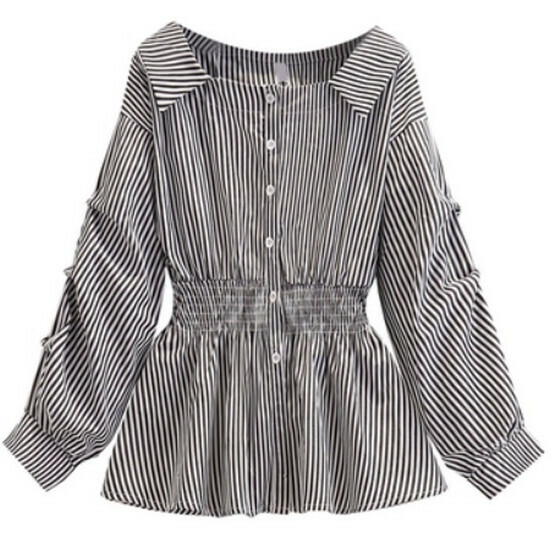 Hot selling waist-covering long-sleeved shirt [Stripes] [L-4XL size] (please contact customer service to confirm the delivery size after placing the order)